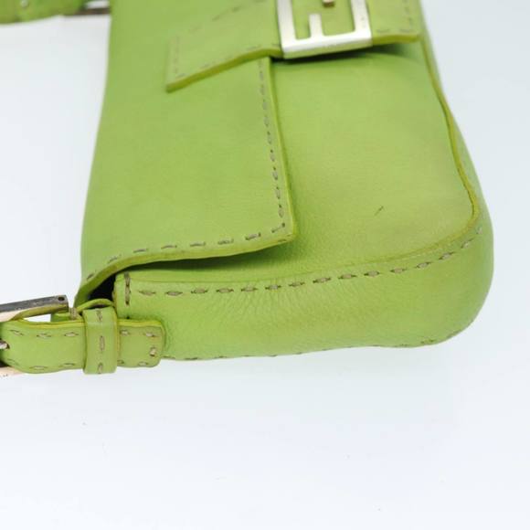 FENDI Celeria Mamma Baguette Shoulder Bag Leather Green Auth yk12521 - Picture 4 of 16